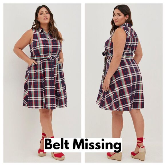 Torrid Plaid Poplin Collared Shirt Dress - Picture 1 of 4